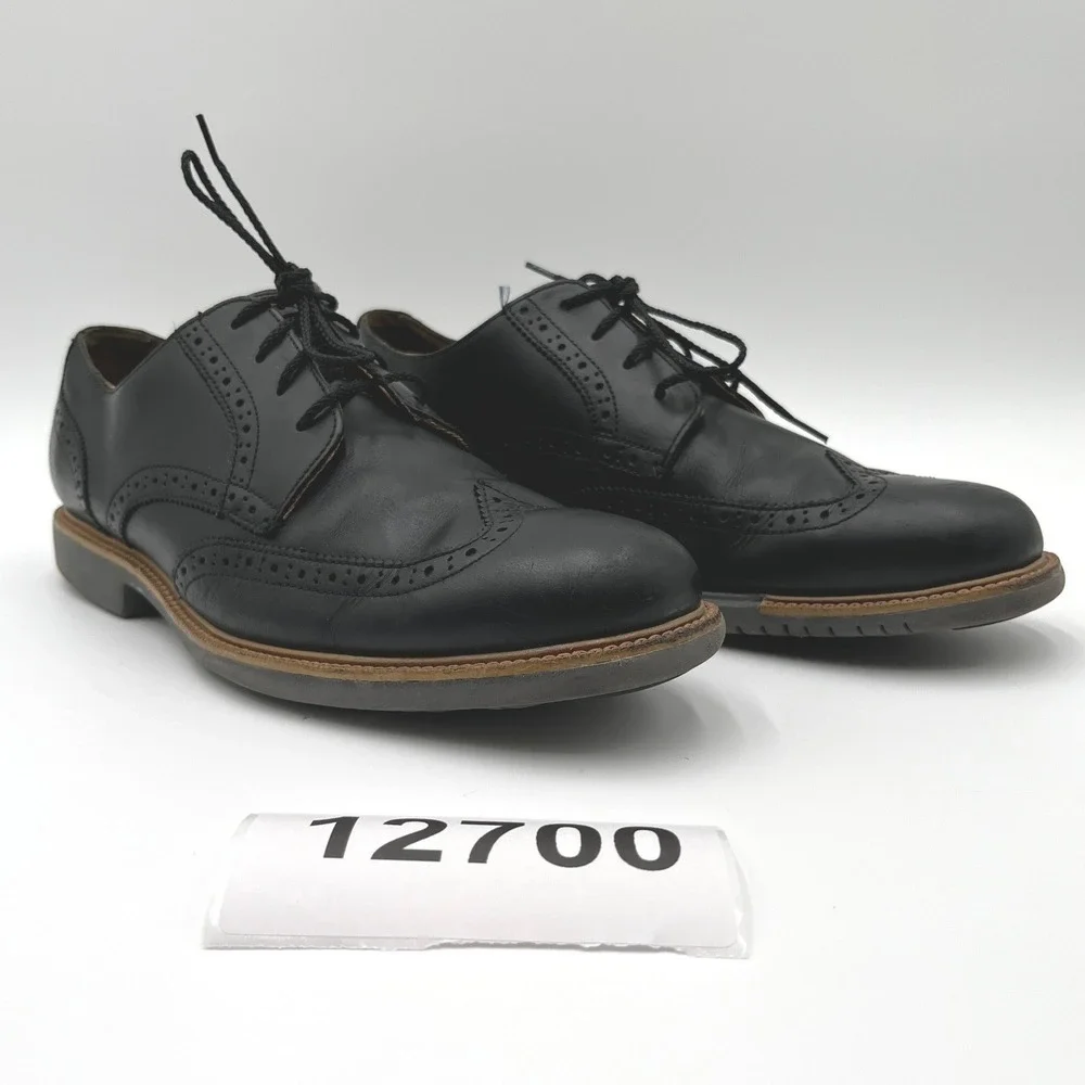 Cole Haan Wingtip Oxford Mens 9.5 Black Excellent Leather Brogue Dress Shoes